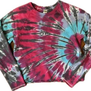 Kavio Tie-Dye Crewneck Pullover - Pink Blue Gray